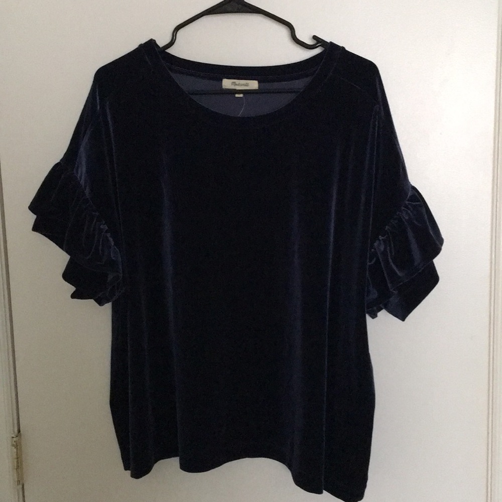 NWT Madewell Navy Velvet blouse